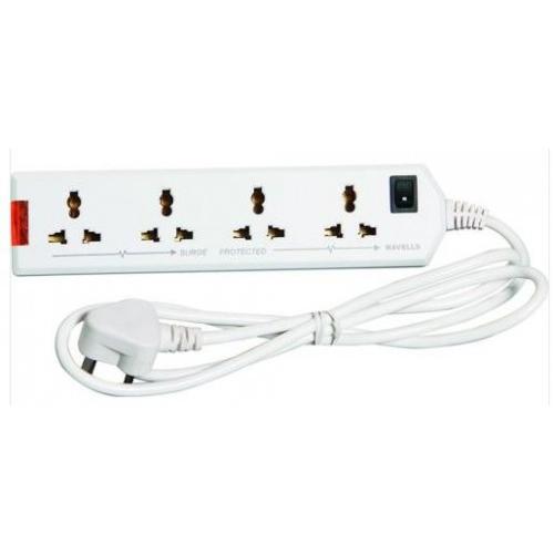 Havells 6A Four Way Extension Board (White) 1.5 Mtr