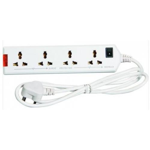 Havells 6A Four Way Extension Board White 1.5 Mtr