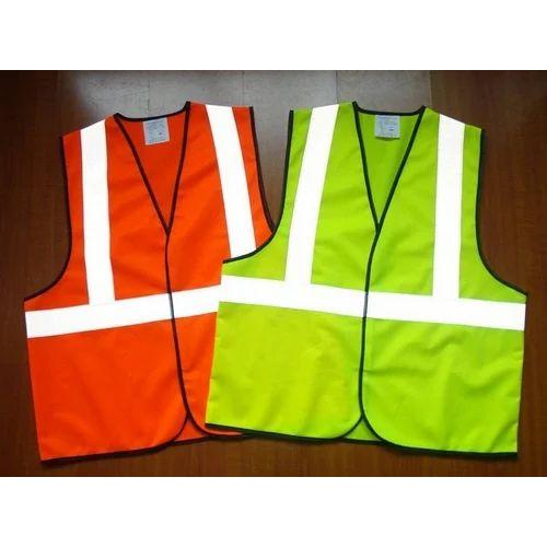 Safety Jackets Heavy Polyester 120 GSM PVC Reflective Tape (Orange and Green)