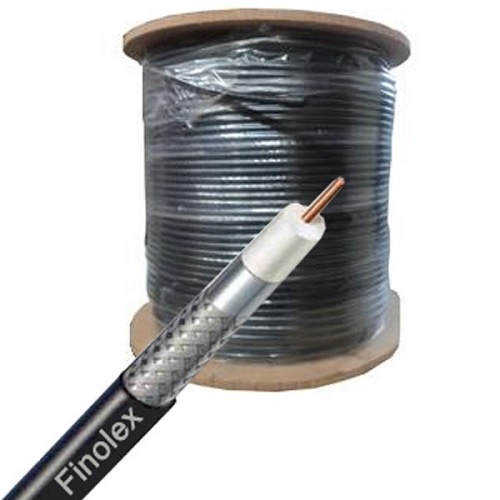 Finolex RG 11 Solid Bare Copper Conductor Jelly Coaxial Cable, 305 Mtr (Black)