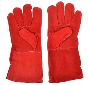 Red Soft Foam Leather Gloves, Size: 12 Inch