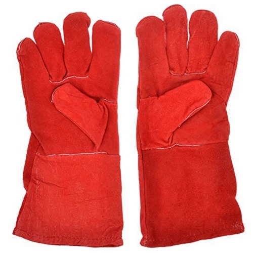Red Soft Foam Leather Gloves, Size: 12 Inch