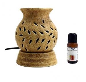 FnP Ethnic Electric Aroma Diffuser Round Shape Burner (Beige)