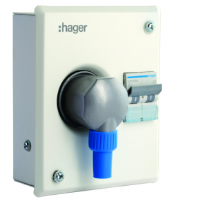 Hager 63 Amp 8 Modules Plug & Socket Outlets Plastic, VYB863C
