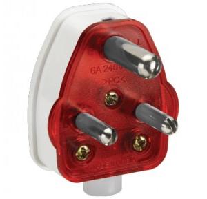 Anchor Smart 6A 3 Pin Red Base Plus White Plug Top, 38626R