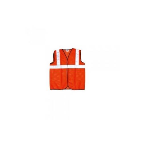 Prima L Size 70 GSM Cloth Type Orange Safety Jacket With 2 Inch Reflector, PSJ-02