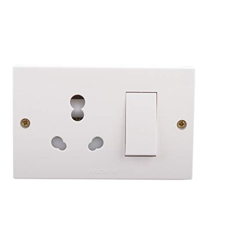 Anchor Penta 20A Combined Box 2 Hole White Switch, 14616