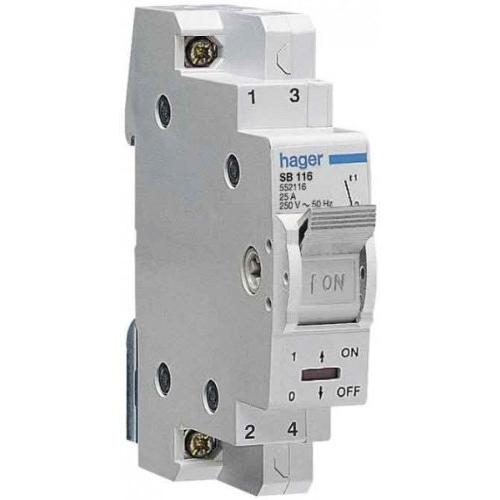 Hager 16A 1P Isolating Switch, SB116