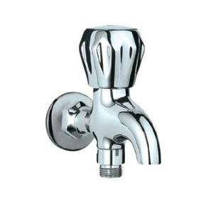 Jaquar 1/2 Inch Silver 2 Way Bib Cock With Wall Flang, CON-CHR-041KNF