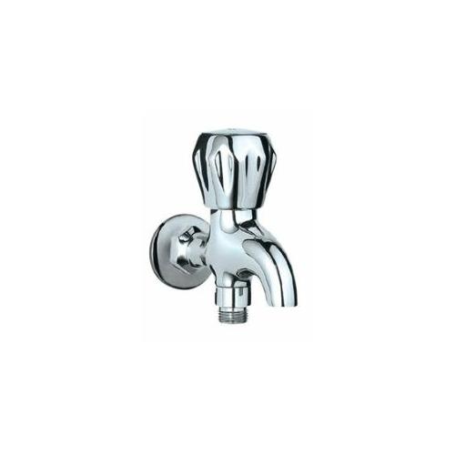 Jaquar 1/2 Inch Silver 2 Way Bib Cock With Wall Flang, CON-CHR-041KNF