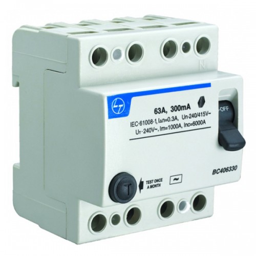 L&T 63A 4P 300mA RCCB, BC406330