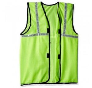 Prima L Size 70 GSM Cloth Type Green Safety Jacket With 2 Inch Reflector, PSJ-02 With Fabric Sticker at Front & Back