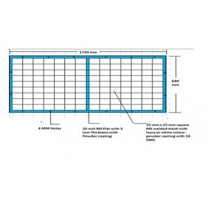 MS Flat Frame With Welded Mesh Guard With White/Ivory Powder Coating, 495x525 mm