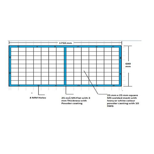 MS Flat Frame With Welded Mesh Guard With White/Ivory Powder Coating, 495x525 mm