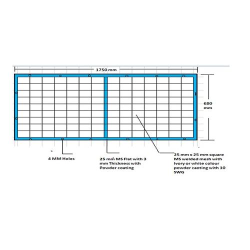 MS Flat Frame With Welded Mesh Guard With White/Ivory Powder Coating, 495x525 mm