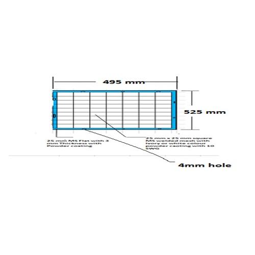 MS Flat Frame With Welded Mesh Guard With White/Ivory Powder Coating, 1750x680 mm