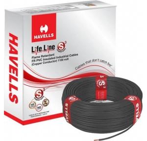 Havells 2.5 Sqmm 1 Core Life Line S3 FR PVC Insulated Industrial Cable, 90 mtr (Black)