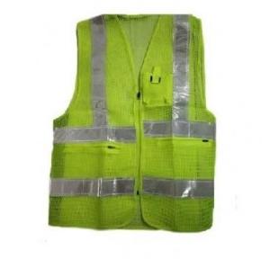 Safari Green 2 Inch Reflective Traffic Jacket, Mesh Type