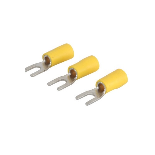 Fork Type Yellow Lugs, 4-6 Sq mm (Pack of 100 Pcs)