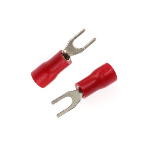 Fork Type Red Lugs, 4-6 Sq mm (Pack of 100 Pcs)