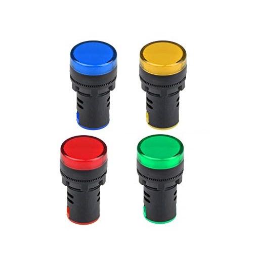 Panel Mount LED Round Indicator, 240V AC (Red, Yellow, Blue, Green)