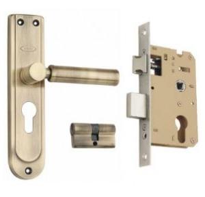 Godrej 240mm Door Handle Set With Lock Body 1CK Antique Brass, 7351