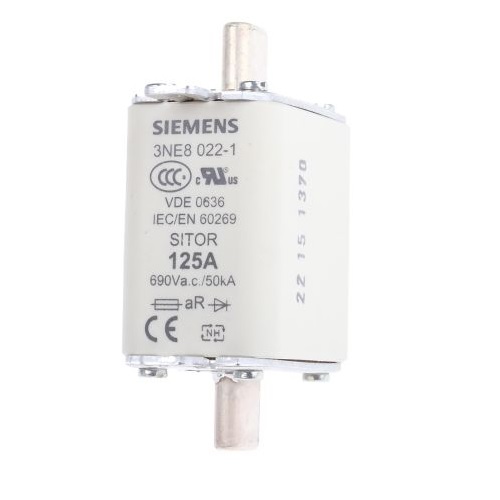 Siemens SITOR Semiconductor Fuses 3NE80221, 125 A (Pack of 3 Pcs)