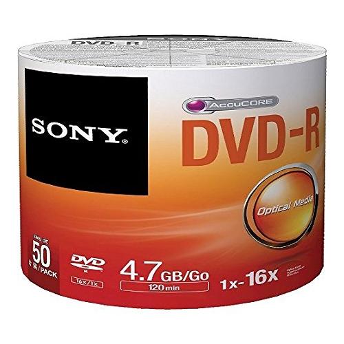 Sony DVD-R 4.7GB, 120Min (Pack of 50 Pcs)
