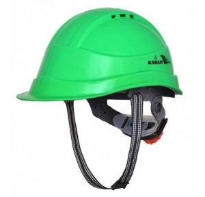 Karam PN542 Ventilated Ratchet Type Green Safety Helmet With Plastic Sticker at Front and Back