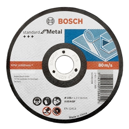 Bosch Cutting Wheel, 105 x 1.2 x 16 mm, Grade: A 60 N BF, 412