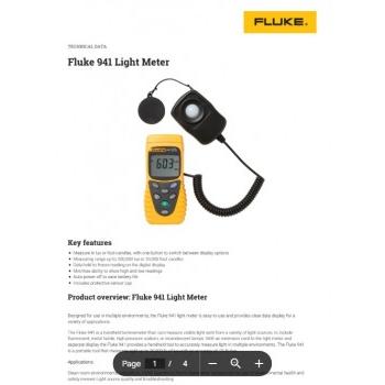 Fluke Digital Lux Meter Measuring Range: 20000 lux 941