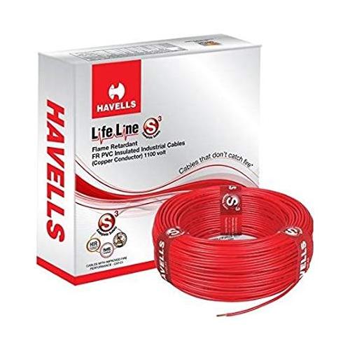 Havells 2.5 Sqmm 1 Core Life Line S3 FR PVC Insulated Industrial Cable, 90 mtr (Red)