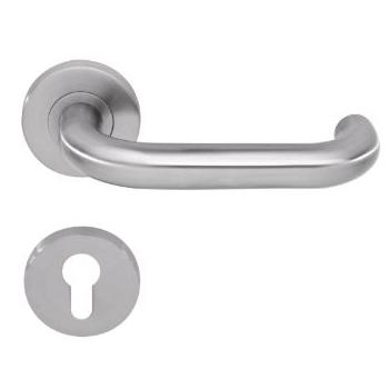 Dorma Lever Handle Pure 8100 with 6501 Roses,6612 Escutcheons, 8mm Spindle with Fixing Screws for door thickness 35-55mm, SS 304, Finish : Satin