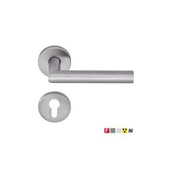 Dorma Lever Handle Pure 8906 With 6501 Roses, 6612 Escutcheons, SS 304, Finish : Satin