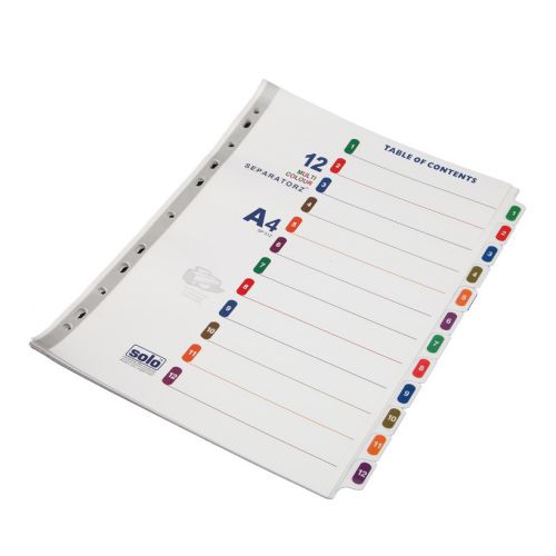 Solo SP512 Separatorz With Index (Set Of 12), Size: A4