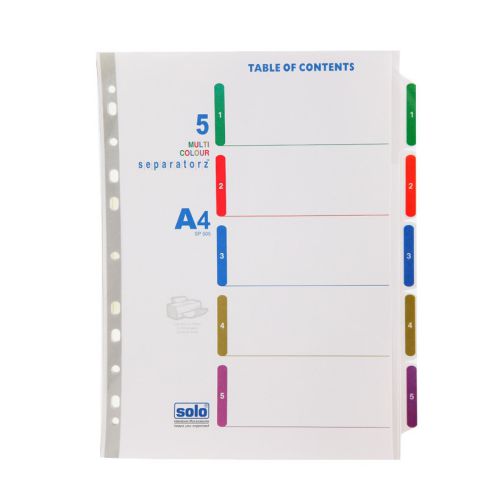 Solo SP505 Separatorz With Index (Set Of 5), Size: A4