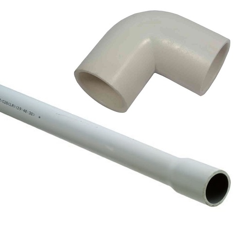 PVC Conduit Pipe 25mm x 3mtr and Elbow 25mm