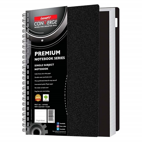 Luxor 70 GSM Single Rule Spiral 1 Subject Notebook, A4 (160 Pages)