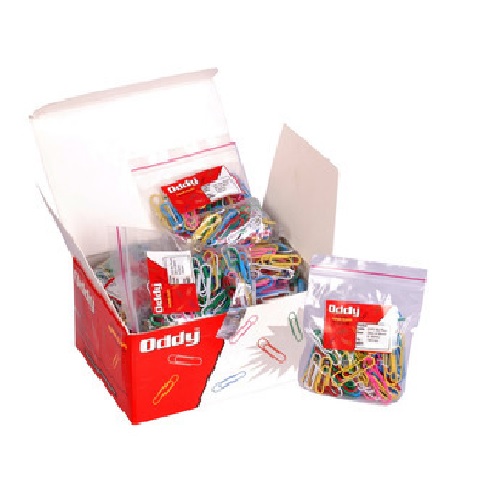Oddy  Paper Clips  PCC-D100 Colored Vinyl Coated (100X10=1000) Pcs 28mm Pack of 100