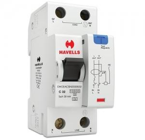 Havells 32A SPN-2M 30mA A Type RCBO, DHCEACSN2030032