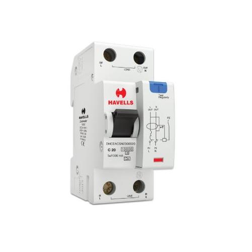 Havells 20A SPN-2M 300 mA A Type RCBO, DHCEACSN2300020