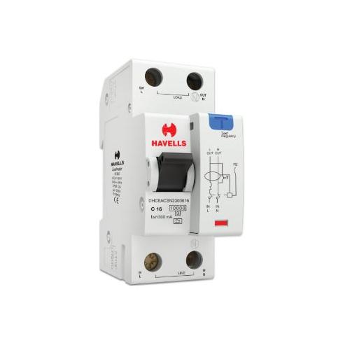 Havells 16A SPN-2M 300 mA A Type RCBO, DHCEACSN2300016