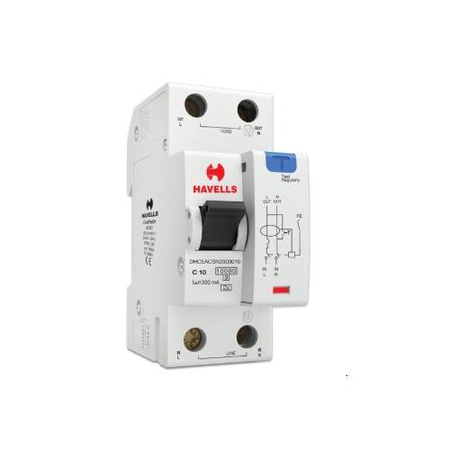 Havells 10A SPN-2M 300 mA A Type RCBO, DHCEACSN2300010