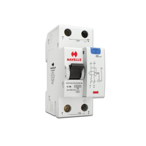 Havells 6A SPN-2M 300 mA A Type RCBO, DHCEACSN2300006