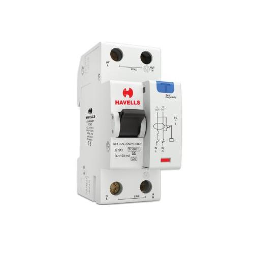 Havells 20A SPN-2M 100 mA A Type RCBO, DHCEACSN2100020
