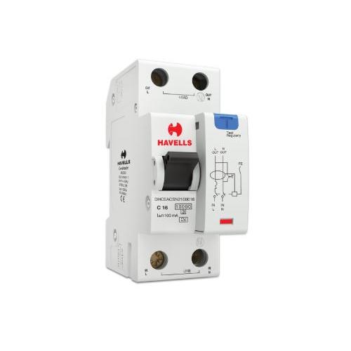 Havells 16A SPN-2M 100 mA A Type RCBO, DHCEACSN2100016