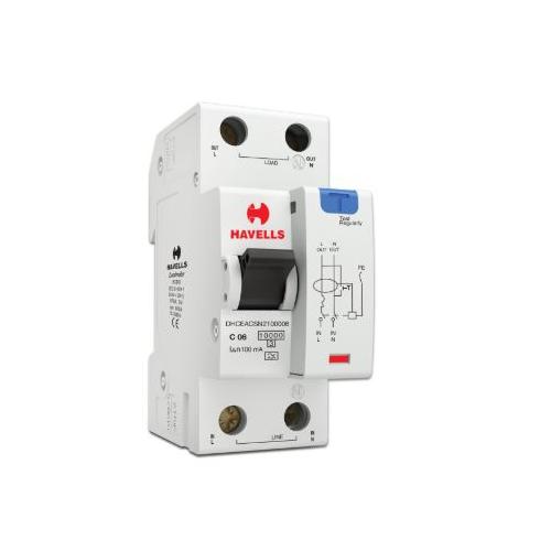 Havells 6A SPN-2M 100 mA A Type RCBO, DHCEACSN2100006
