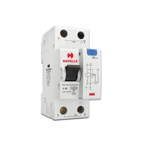 Havells 25A SPN-2M 30 mA A Type RCBO, DHCEACSN2030025