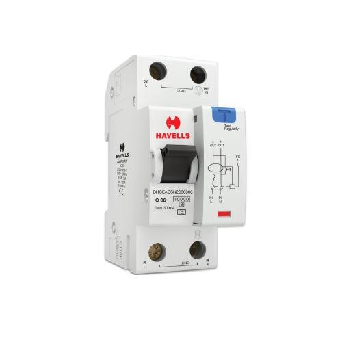 Havells 6A SPN-2M 30 mA A Type RCBO, DHCEACSN2030006