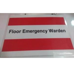 Floor Emergency Warden Colour Laminated Acrylic Board With Hanging Steel Chain 12x9 Inch